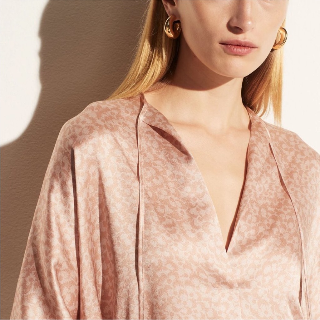 Vince Feathered Petal Silk Blouse - Nwt